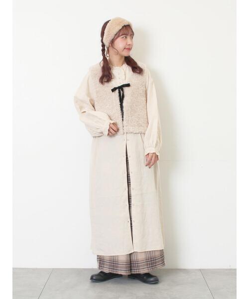 Samansa Mos2(サマンサ モスモス)の「前後2WAYボアベスト(ベスト・レディース・キナリ/ベージュ/ダークブラウン・F)」の7枚目の写真