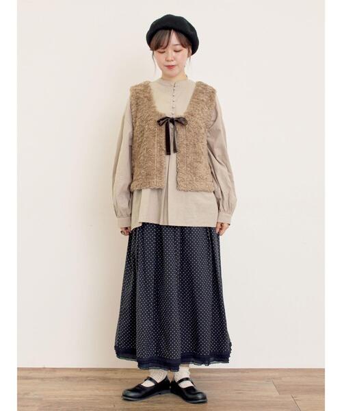 Samansa Mos2(サマンサ モスモス)の「前後2WAYボアベスト(ベスト・レディース・キナリ/ベージュ/ダークブラウン・F)」の13枚目の写真