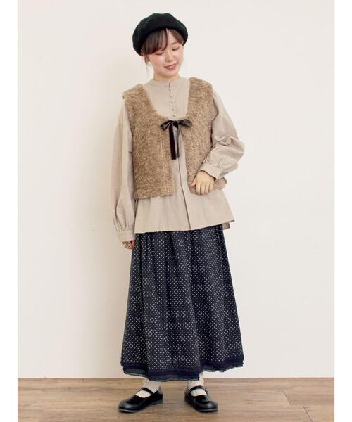 Samansa Mos2(サマンサ モスモス)の「前後2WAYボアベスト(ベスト・レディース・キナリ/ベージュ/ダークブラウン・F)」の14枚目の写真