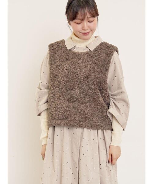 Samansa Mos2(サマンサ モスモス)の「前後2WAYボアベスト(ベスト・レディース・キナリ/ベージュ/ダークブラウン・F)」の15枚目の写真