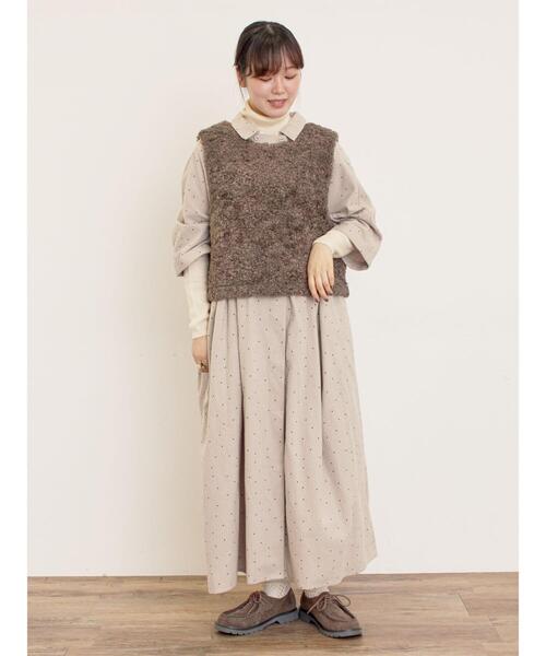 Samansa Mos2(サマンサ モスモス)の「前後2WAYボアベスト(ベスト・レディース・キナリ/ベージュ/ダークブラウン・F)」の16枚目の写真