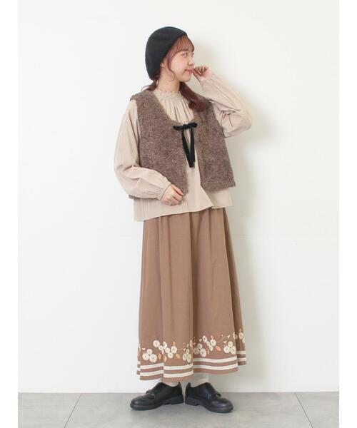 Samansa Mos2(サマンサ モスモス)の「前後2WAYボアベスト(ベスト・レディース・キナリ/ベージュ/ダークブラウン・F)」の22枚目の写真