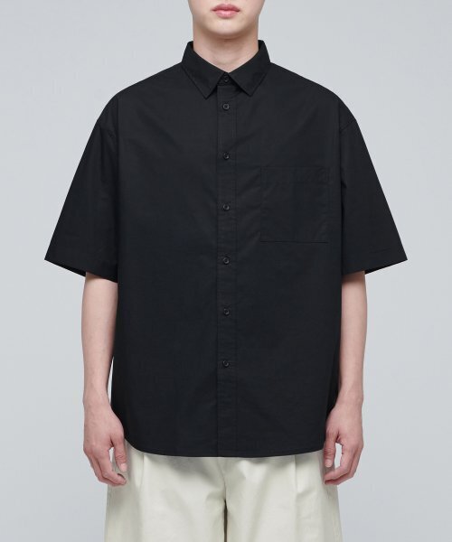 MUSINSA STANDARD（ムシンサスタンダード）の「特大ポプリン半袖シャツ[ブラック]（シャツ/ブラウス・メンズ・その他・X-LARGE/XX-LARGE/LARGE/MEDIUM/SMALL）」の3枚目の写真