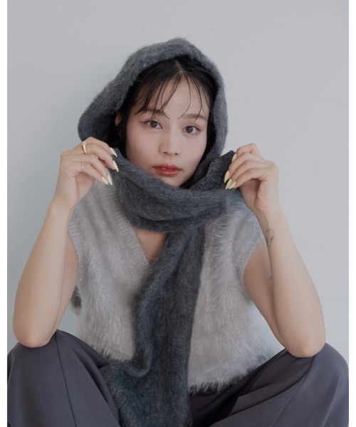 森くま様リクエスト２点おまとめ　ジャケット マフラー モヘアライクツイストチェックマフラー | レディースファッション通販