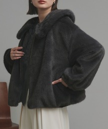 【美品】リツコシラハマ ラビット × フォックス ファー ジャケット 短丈 黒 美品】リツコシラハマ ラビット × フォックス ファー ジャケット 短丈