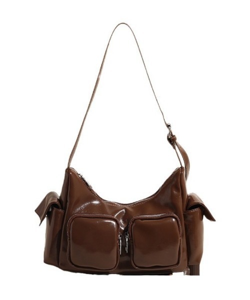 セール】レザーライクマルチポケットショルダーバッグ（ハンドバッグ