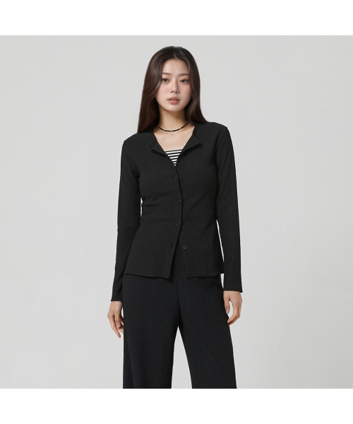 LAP(ラップ)の「プリーツカーディガンTシャツ AR3CT864(カーディガン/ボレロ・レディース・ブラック・FREE)」の1枚目の写真