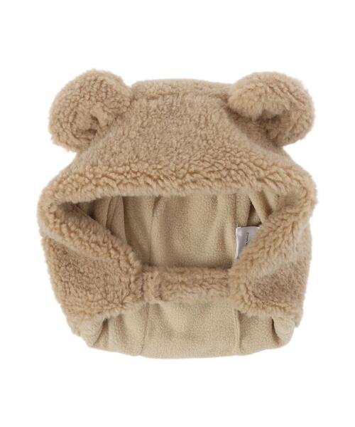 Samansa Mos2 Lagom（サマンサモスモスラーゴム）の「クマ耳ボアフード（ハット・キッズ・キナリ/ベージュ・小(S)/中(M)）」の2枚目の写真