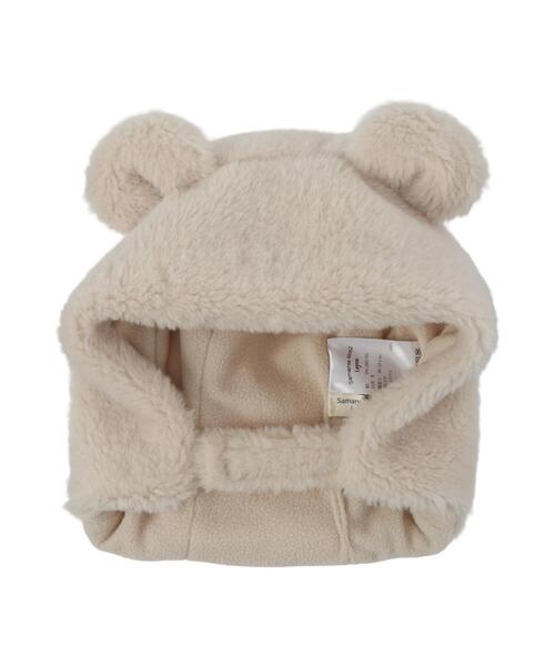 Samansa Mos2 Lagom（サマンサモスモスラーゴム）の「クマ耳ボアフード（ハット・キッズ・キナリ/ベージュ・小(S)/中(M)）」の3枚目の写真