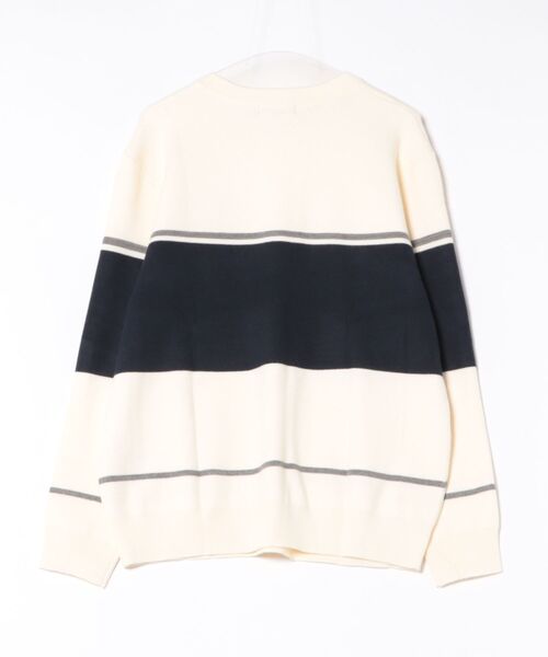 m.f.editorial（エムエフエディトリアル）の「【ストレッチ ウォッシャブル】m.f.エディトリアル メンズ 配色切替 クルー ニット セータ―（ニット/セーター・メンズ・ネイビー/アイボリー/ダークウッド/ベージュ・MEDIUM/X-LARGE/LARGE）」の5枚目の写真