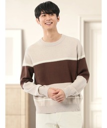 m.f.editorial（エムエフエディトリアル）の「【ストレッチ ウォッシャブル】m.f.エディトリアル メンズ 配色切替 クルー ニット セータ―（ニット/セーター）」