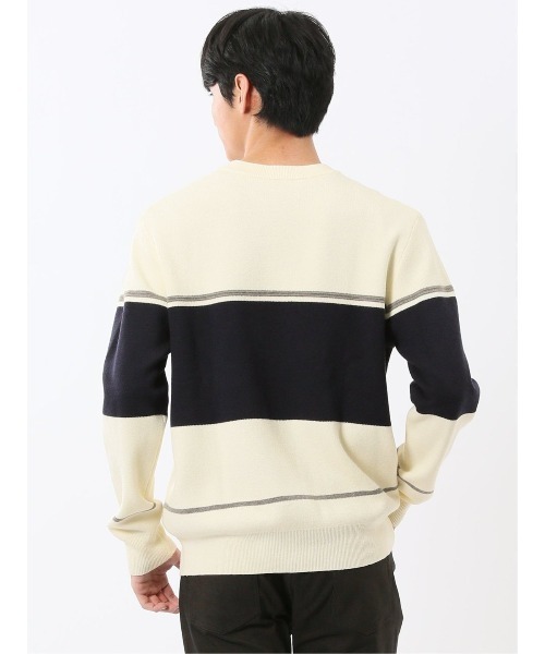 m.f.editorial（エムエフエディトリアル）の「【ストレッチ ウォッシャブル】m.f.エディトリアル メンズ 配色切替 クルー ニット セータ―（ニット/セーター・メンズ・ネイビー/アイボリー/ダークウッド/ベージュ・MEDIUM/X-LARGE/LARGE）」の19枚目の写真