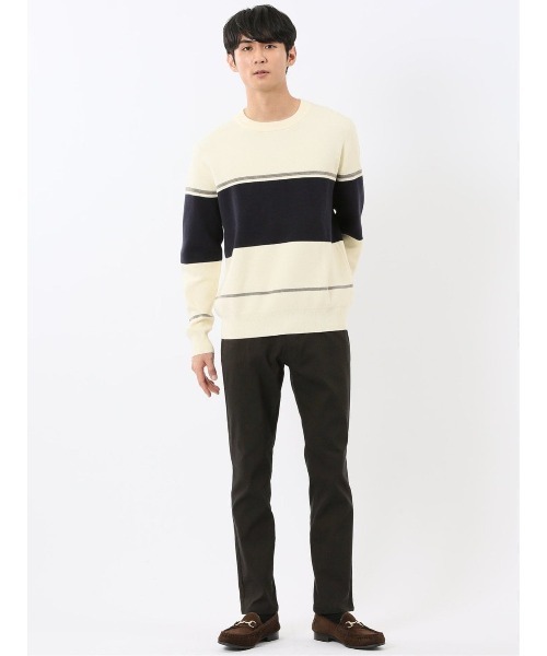 m.f.editorial（エムエフエディトリアル）の「【ストレッチ ウォッシャブル】m.f.エディトリアル メンズ 配色切替 クルー ニット セータ―（ニット/セーター・メンズ・ネイビー/アイボリー/ダークウッド/ベージュ・MEDIUM/X-LARGE/LARGE）」の21枚目の写真