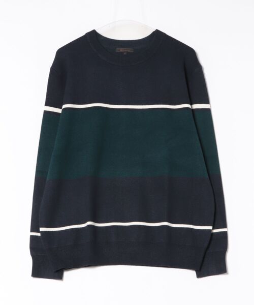 m.f.editorial（エムエフエディトリアル）の「【ストレッチ ウォッシャブル】m.f.エディトリアル メンズ 配色切替 クルー ニット セータ―（ニット/セーター・メンズ・ネイビー/アイボリー/ダークウッド/ベージュ・MEDIUM/X-LARGE/LARGE）」の17枚目の写真