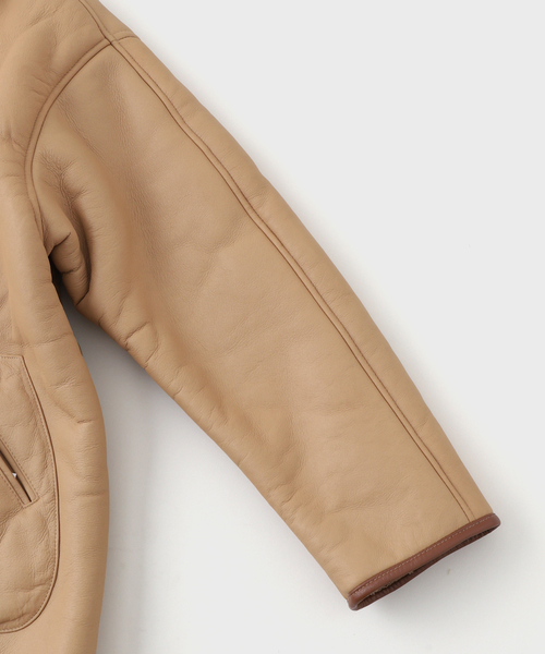EDIFICE(エディフィス)の「CAWLEY (コーリー) TAN LEATHER BACK CURLY RONNY JACK(ライダースジャケット・メンズ・ウッド・MEDIUM/LARGE)」の5枚目の写真
