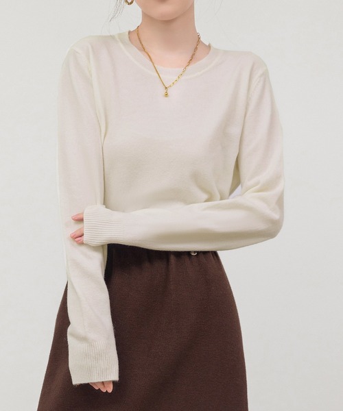 DAY CLOSET(デイ クローゼット)の「何気ない日も、きれいに見せる。長袖クルーネックリブニットトップス レディース(ニット/セーター・レディース・サンドベージュ/ホワイト系その他/ダークブラウン/ホワイト/グレー/ブラック/レッド・FREE)」の12枚目の写真