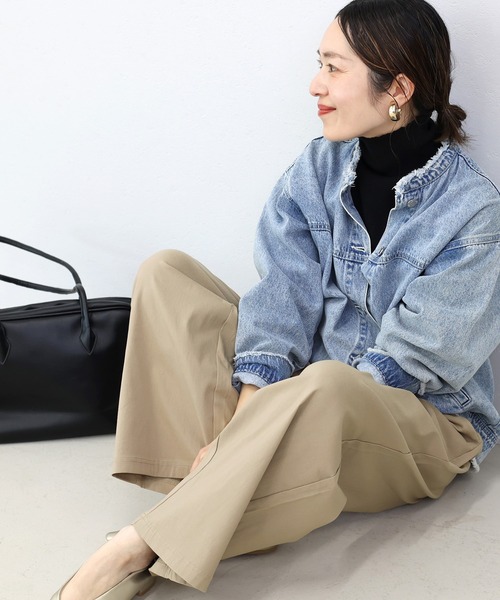 Aletta vita（アレッタビータ）の「裏起毛ストレッチストレートワイドパンツ（その他パンツ・レディース・モカ/ブラック・FREE）」の3枚目の写真