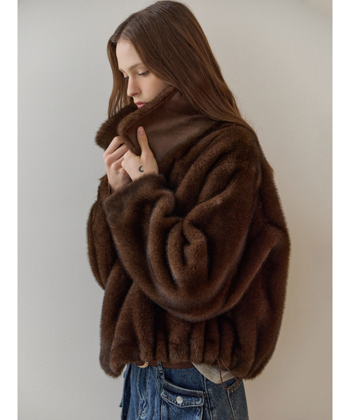 【初期】2002AW WHIZ LIMITED ブラウン ファー ジャケット CAMBIO（カンビオ） コート ジャケット mj10917-Oversized Fur Jacket