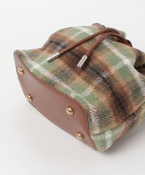 gossip！ロサンゼルス（ゴシップロサンゼルス）の「Y2K チェックパターン 2way巾着ショルダーバック（ハンドバッグ・レディース・グレー/ブラウン/グリーン・FREE）」の4枚目の写真