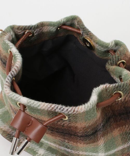 gossip！ロサンゼルス（ゴシップロサンゼルス）の「Y2K チェックパターン 2way巾着ショルダーバック（ハンドバッグ・レディース・グレー/ブラウン/グリーン・FREE）」の5枚目の写真