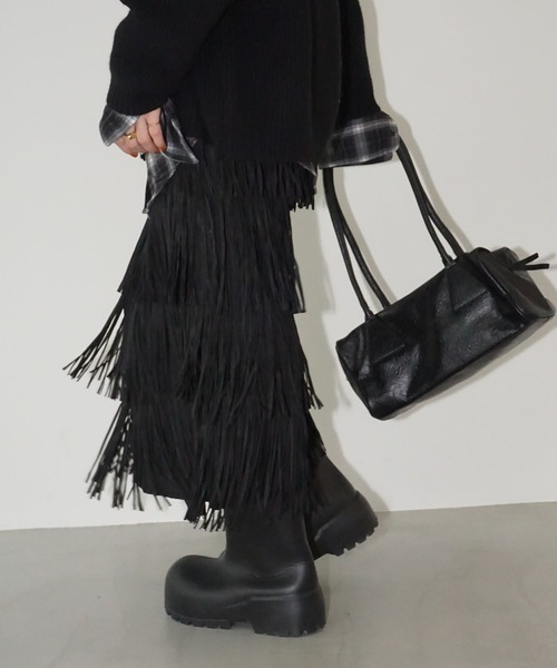 chuclla（チュクラ）の「レイヤードフリンジ ロングスカート chw25a139（スカート・レディース・ブラック・FREE）」の5枚目の写真
