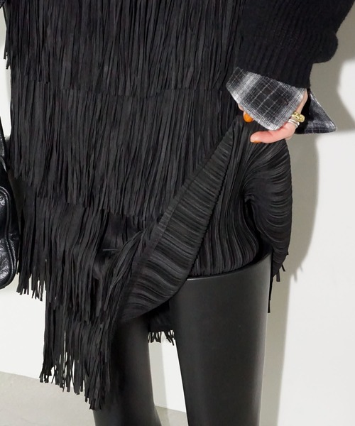 chuclla（チュクラ）の「レイヤードフリンジ ロングスカート chw25a139（スカート・レディース・ブラック・FREE）」の8枚目の写真
