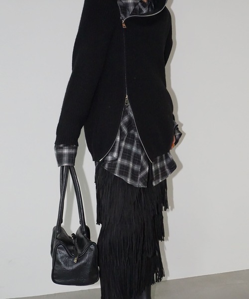 chuclla（チュクラ）の「レイヤードフリンジ ロングスカート chw25a139（スカート・レディース・ブラック・FREE）」の9枚目の写真