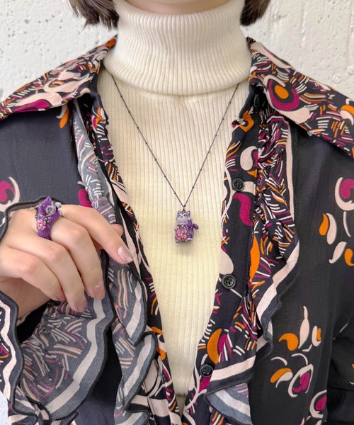 ANNA SUI(アナスイ)の「招き猫モチーフ リング(リング・レディース・パープル・L/LL)」の4枚目の写真