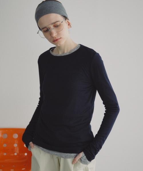 Auntie Rosa Holiday（アンティローザホリデー）の「シアーリブサムホールプルオーバー（Tシャツ/カットソー・レディース・グレー/ブラック/アイボリー/ピンク/ライム/ネイビー/ラベンダー・FREE）」の6枚目の写真