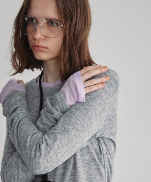 Auntie Rosa Holiday（アンティローザホリデー）の「シアーリブサムホールプルオーバー（Tシャツ/カットソー・レディース・グレー/ブラック/アイボリー/ピンク/ライム/ネイビー/ラベンダー・FREE）」の4枚目の写真