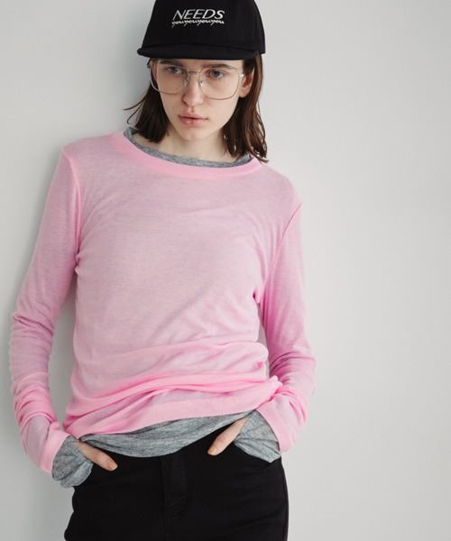 Auntie Rosa Holiday（アンティローザホリデー）の「シアーリブサムホールプルオーバー（Tシャツ/カットソー・レディース・グレー/ブラック/アイボリー/ピンク/ライム/ネイビー/ラベンダー・FREE）」の7枚目の写真