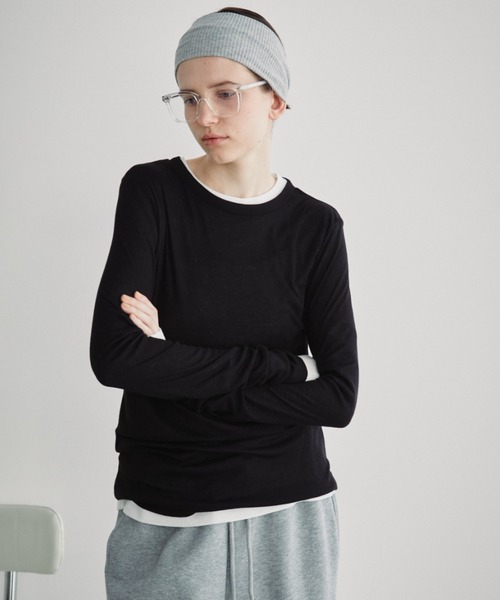 Auntie Rosa Holiday（アンティローザホリデー）の「シアーリブサムホールプルオーバー（Tシャツ/カットソー・レディース・グレー/ブラック/アイボリー/ピンク/ライム/ネイビー/ラベンダー・FREE）」の3枚目の写真