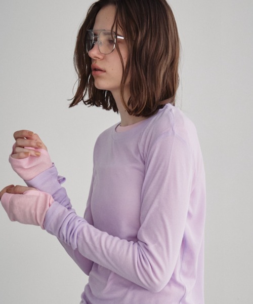 Auntie Rosa Holiday（アンティローザホリデー）の「シアーリブサムホールプルオーバー（Tシャツ/カットソー・レディース・グレー/ブラック/アイボリー/ピンク/ライム/ネイビー/ラベンダー・FREE）」の18枚目の写真