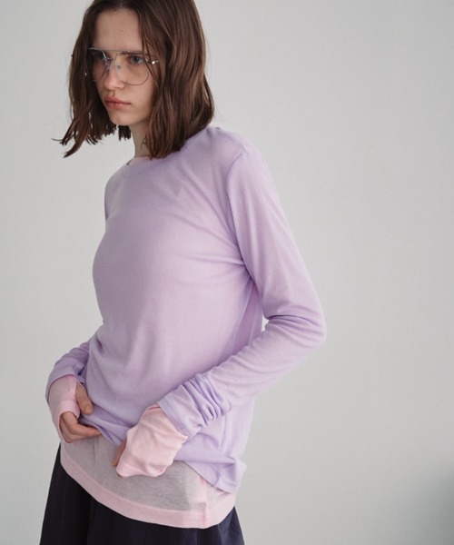 Auntie Rosa Holiday（アンティローザホリデー）の「シアーリブサムホールプルオーバー（Tシャツ/カットソー・レディース・グレー/ブラック/アイボリー/ピンク/ライム/ネイビー/ラベンダー・FREE）」の20枚目の写真