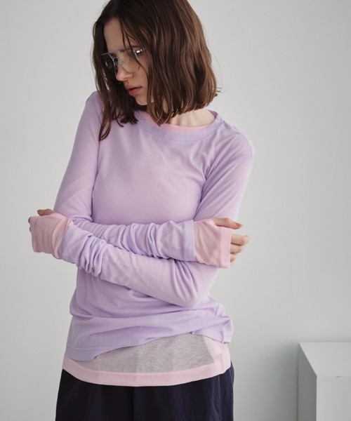 Auntie Rosa Holiday（アンティローザホリデー）の「シアーリブサムホールプルオーバー（Tシャツ/カットソー・レディース・グレー/ブラック/アイボリー/ピンク/ライム/ネイビー/ラベンダー・FREE）」の21枚目の写真