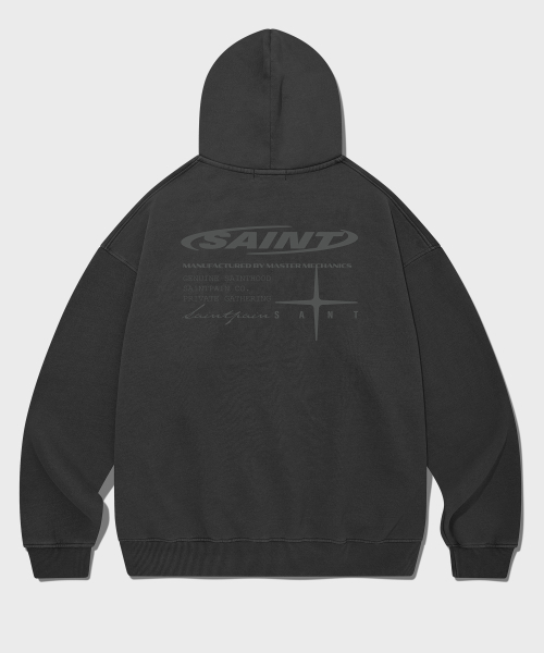 SAINTPAIN(セイントペイン)の「SPサークルピグメントオーバーサイズフードジップアップブラック(パーカー・レディース・その他・MEDIUM/LARGE)」の2枚目の写真