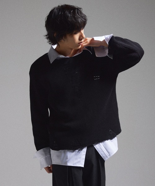 GRANCY（グランシー）の「【GRANCY】Pierced Damage Knit / ピアス