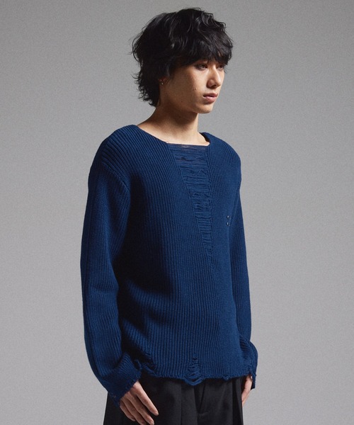 GRANCY】Pierced Damage Knit / ピアスダメージニット（ニット