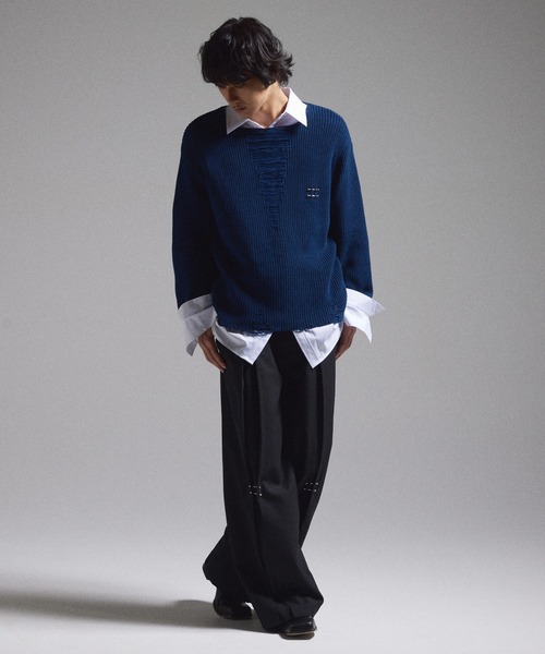 GRANCY】Pierced Damage Knit / ピアスダメージニット（ニット