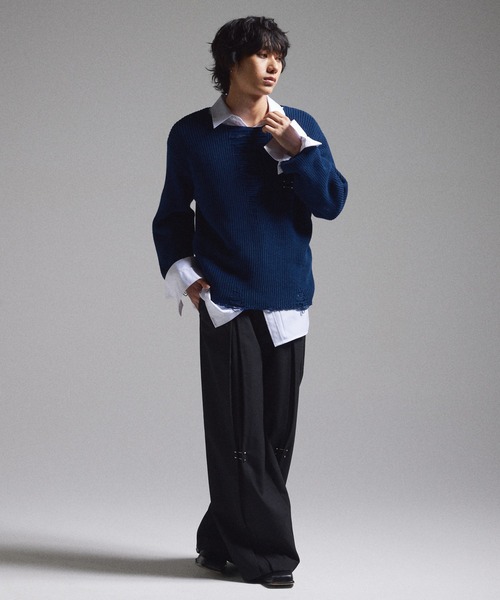 GRANCY】ピアスダメージニット grancy Pierced Damage Knit ピアス