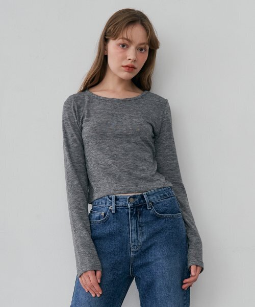 5OML（オーオーエムエル）の「レイヤードスリムロングスリーブ（メランジェグレー）（Tシャツ/カットソー・レディース・グレー・MEDIUM/LARGE）」の3枚目の写真