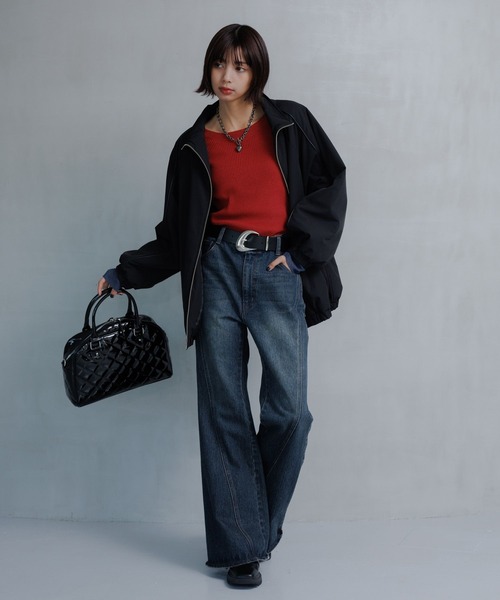 PAGEBOY（ページボーイ）の「レトロウインドブレーカー（ナイロンジャケット・レディース・ブラック/オフホワイト・FREE）」の3枚目の写真