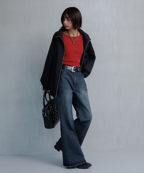 PAGEBOY（ページボーイ）の「レトロウインドブレーカー（ナイロンジャケット・レディース・ブラック/オフホワイト・FREE）」の4枚目の写真