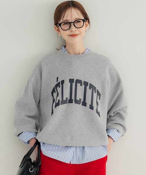 coca(coca)(コカ)の「スウェットライクニット プリントトップス(ニット/セーター・レディース・グレー/チャコール・L/M/S)」の2枚目の写真