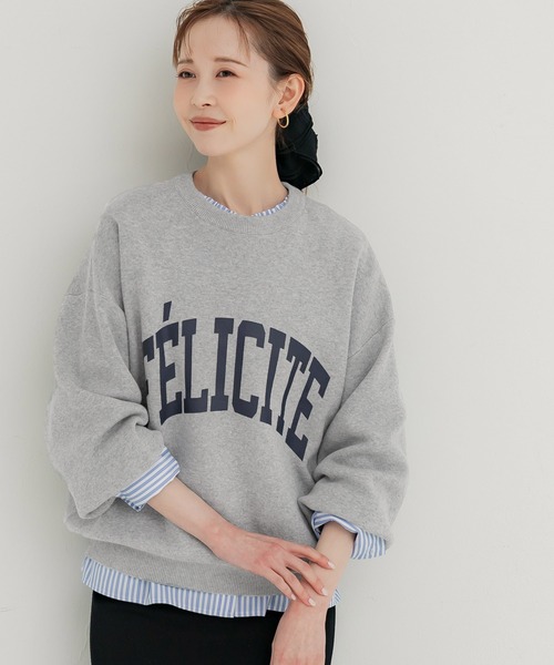 coca(coca)(コカ)の「スウェットライクニット プリントトップス(ニット/セーター・レディース・グレー/チャコール・L/M/S)」の6枚目の写真