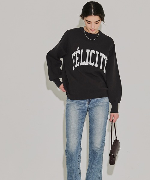 coca(coca)(コカ)の「スウェットライクニット プリントトップス(ニット/セーター・レディース・グレー/チャコール・L/M/S)」の13枚目の写真