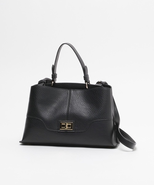 GLOBAL WORK(グローバルワーク)の「メタルワンハンドル2WAYバック/620978(ショルダーバッグ・レディース・アイボリー/ブラック/ベージュ系その他2・ONE SIZE)」の2枚目の写真