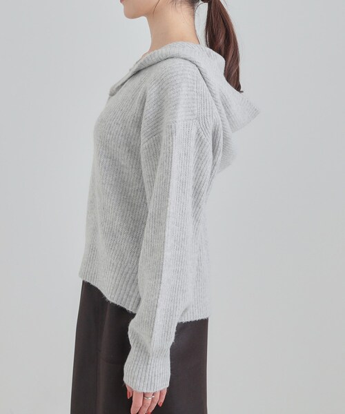 DRESKIP（ドレスキップ）の「【S-LL】お顔周りをすっきり魅せる ふんわり Vネックフードニット（ニット/セーター・レディース・グレー/ブルー系その他/ブラウン系その他・01/02/03/04）」の20枚目の写真