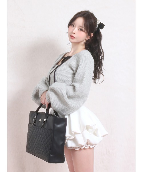 Darich(ダーリッチ)の「DDキルティングワイドマルチトートバッグ(トートバッグ・レディース・サックスブルー/ブラック/ホワイト/ピンク/イエロー/ミント/パープル・FREE)」の11枚目の写真