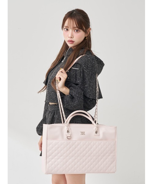 Darich(ダーリッチ)の「DDキルティングワイドマルチトートバッグ(トートバッグ・レディース・サックスブルー/ブラック/ホワイト/ピンク/イエロー/ミント/パープル・FREE)」の14枚目の写真